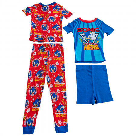 Sonic The Hedgehog Character I'm Outta Here 4-Piece Pajama Set